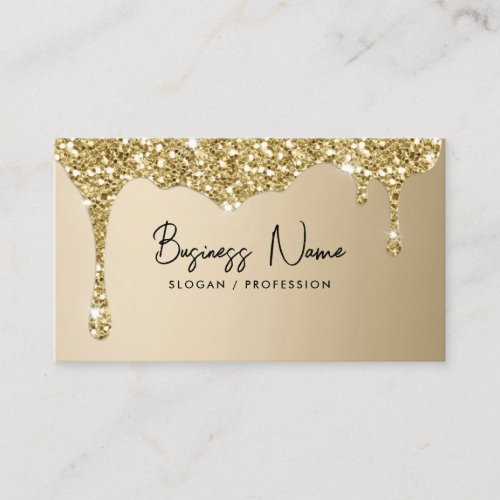 Modern Dripping Gold Glitter Business Card