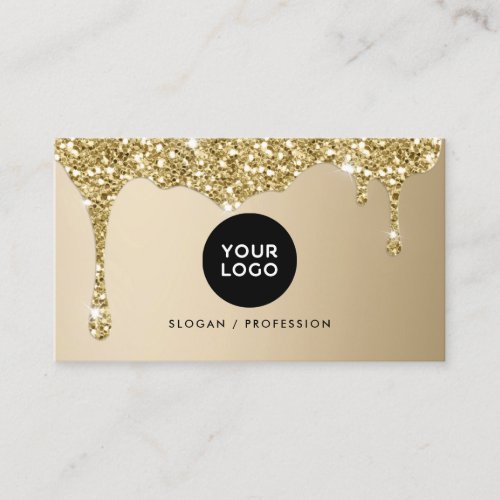 Modern Dripping Gold Glitter  Your Logo Business Card