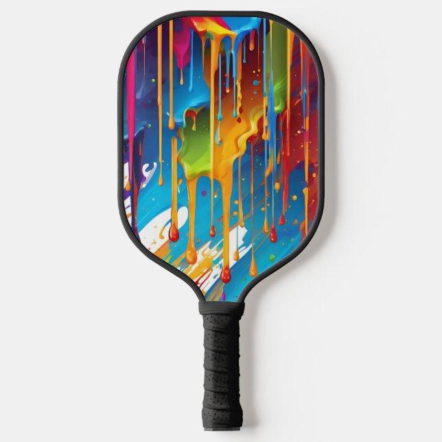 Modern Dripping Paint Pickleball Paddle (Front)