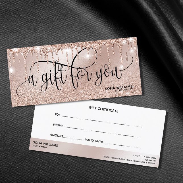 Modern Dripping Rose gold Certificate Gift Card (Creator Uploaded)
