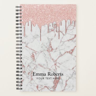 Modern Dripping Rose Gold & White Marble Elegant Planner Modern Dripping Rose Gold & White Marble Elegant Planner