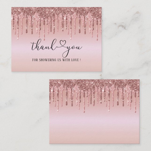Modern Dripping RoseGold baby  shower thank you No Note Card (Front/Back)