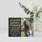 Modern DRIVE BY PHOTO Graduation Party Invitation Postcard (Standing Front)