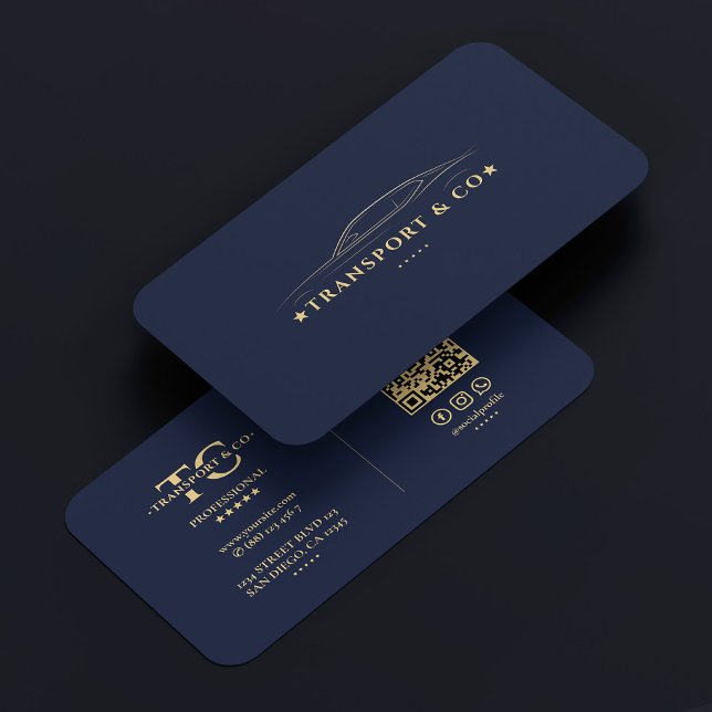 Modern Driver Auto Elegant Navy Car Business Card (Modern Driver Auto Elegant Navy Gold Car Business Card
)