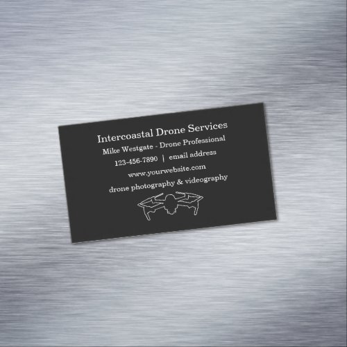 Modern Drone Aerial Photography  Videography Business Card Magnet