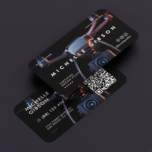 Modern Drone Operator Professional UAV Pilot Business Card (Modern Drone Operator Professional UAV Pilot Business Card)