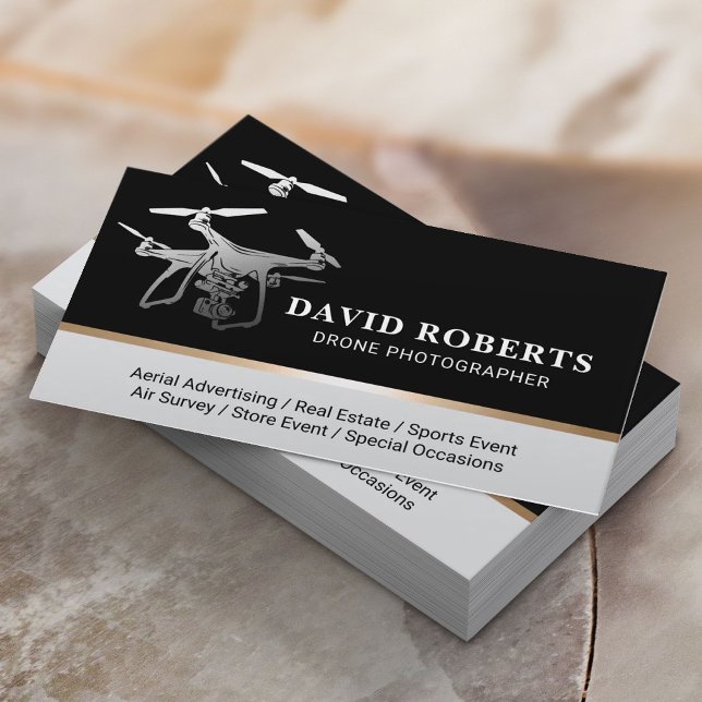 Modern Drone Photographer Aerial Photography Business Card (Creator Uploaded)