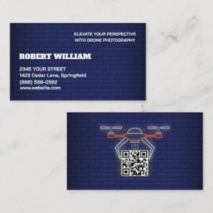 Modern Drone QR Code Professional UAV Photography Business Card