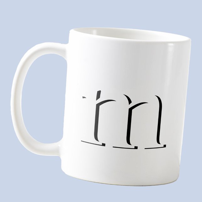 Modern Drop Shadow Monogram Initial Lower Case Coffee Mug (Simple lower case drop shadow personalized monogram initial mug)