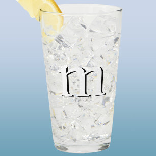 Modern Drop Shadow Monogram Initial Lower Case Glass