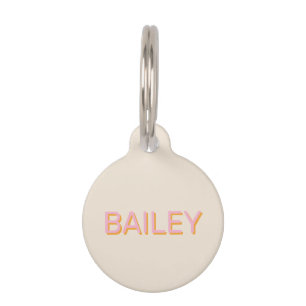 Modern drop shadow name contact pink off white pet ID tag