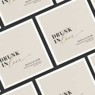Modern Drunk In Love Beige Taupe Wedding Napkins