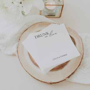 Modern "Drunk in Love" Napkins for Wedding Bar