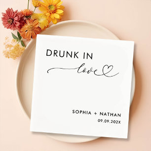 Modern Drunk In Love Personalized Wedding Napkins