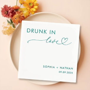 Modern Drunk In Love Personalized Wedding Napkins