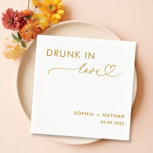Modern Drunk In Love Personalized Wedding Napkins