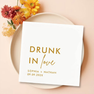Modern Drunk In Love Personalized Wedding Napkins