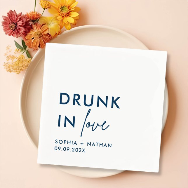 Modern Drunk In Love Personalized Wedding Napkins (Creator Uploaded)