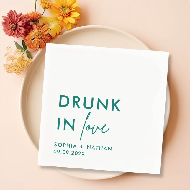 Modern Drunk In Love Personalized Wedding Napkins (Creator Uploaded)