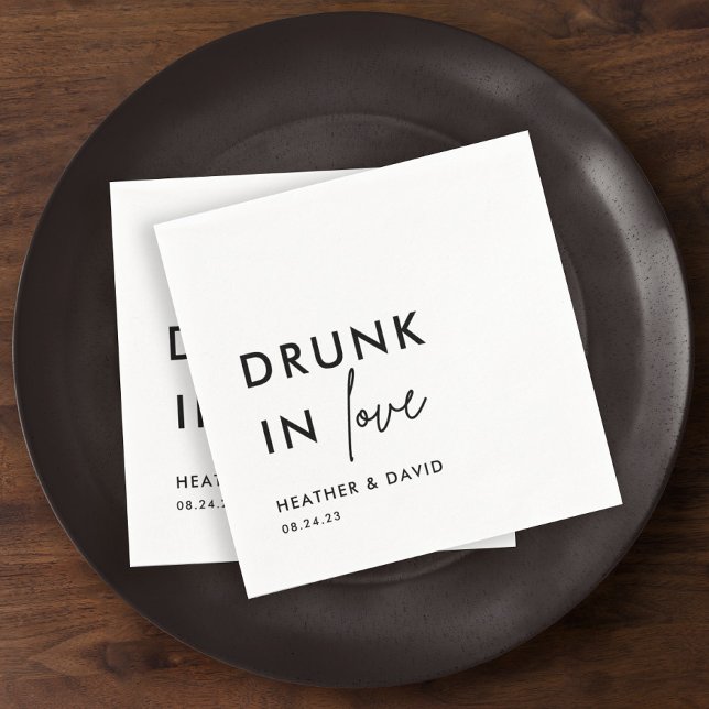 Modern Drunk In Love Personalized Wedding Napkins (Creator Uploaded)