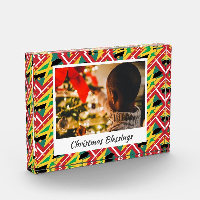 Modern DUAL JAMAICA GRENADA Christmas Keepsake Photo Block (Left)
