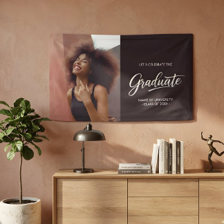 Modern Dual-Sided Photo Graduation Party Banner