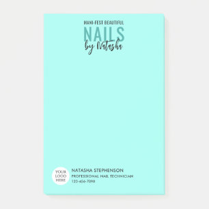 Modern Duck Egg Blue Logo QR Code Photo NAIL TECH Post-it Notes