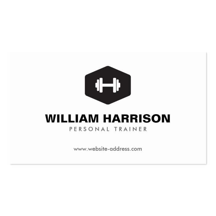 MODERN DUMBBELL LOGO FOR PERSONAL TRAINER, FITNESS BUSINESS CARD TEMPLATE