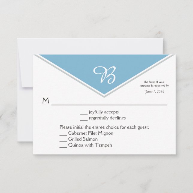 Modern Dusk Blue Glacier Gray RSVP Card (Front)