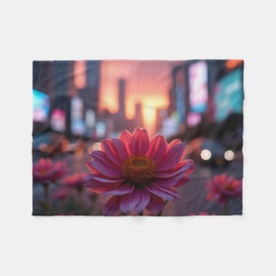 Modern Dusk Daisies Fleece Blanket