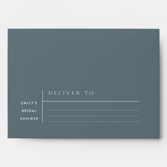 MODERN DUSKY BLUE GREY TYPOGRAPHY WEDDING  ENVELOPE (Front)