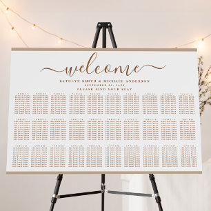 Modern Dusty Beige Wedding 30 Table Seating Chart Foam Board