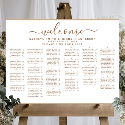 Modern Dusty Beige Wedding Alphabetical Seating Poster