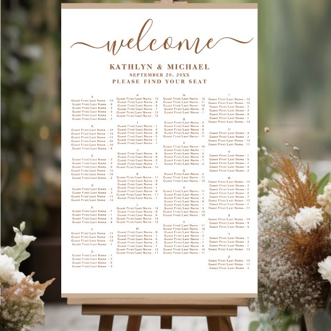 Modern Dusty Beige Wedding Alphabetical Seating Poster (Creator Uploaded)