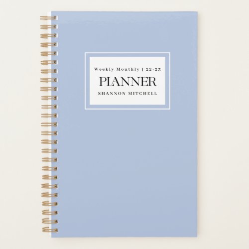 Modern Dusty Blue 2022 2023 Weekly Monthly Planner