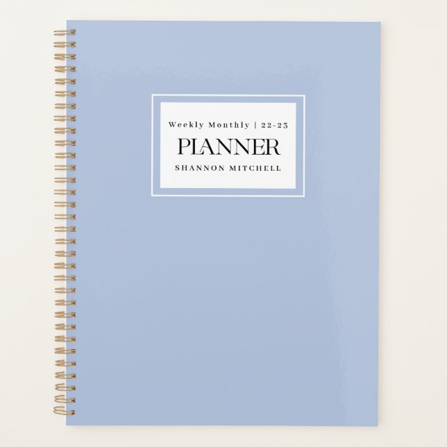 Modern Dusty Blue 2022 2023 Weekly Monthly Planner (Front)
