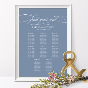 Modern Dusty Blue 8 Table Wedding Seating Chart