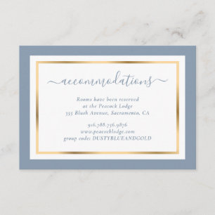 Modern Dusty Blue and Gold Wedding Hotel Enclosure Card