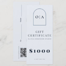 Modern Dusty Blue Arch Hair Salon Gift Certificate