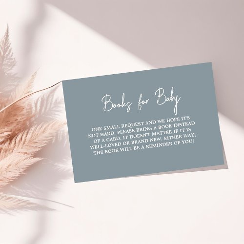 Modern Dusty Blue Baby Shower Book Request  Enclosure Card