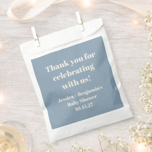 Modern Dusty Blue Baby Shower Custom Thank You Favor Bag
