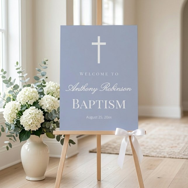 Modern Dusty Blue Baptism Foam Boards (Creator Uploaded)