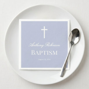 Modern Dusty Blue Baptism Paper Napkin