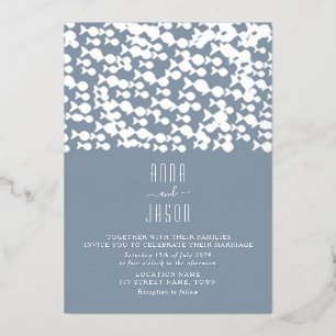 Modern Dusty Blue Beach Wedding Foil Invitation