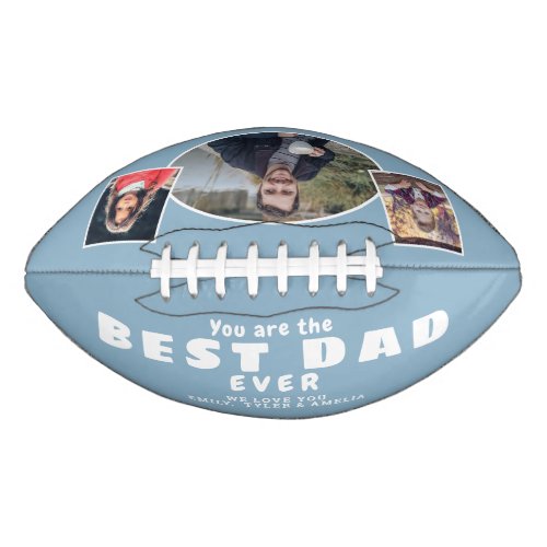 Modern Dusty Blue Best Dad Father 3 Photo Collage Football