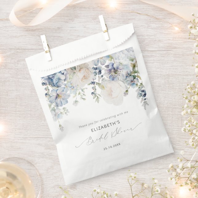 Modern Dusty Blue & Blush Pink Bridal Shower Favor Bag (Clipped)