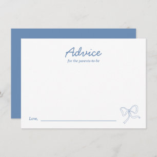 Modern Dusty Blue Bow Baby Shower Advice Card