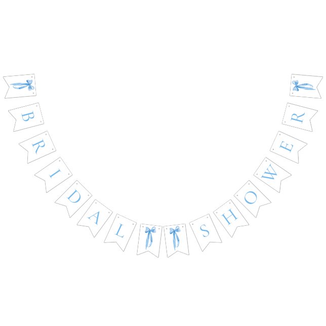 Modern Dusty Blue Bow Bridal Shower Bunting Banner (All)