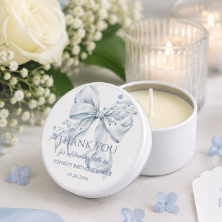 Modern Dusty Blue Bow Coquette Bridal Shower Mini Candle Favors