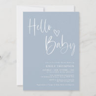 Modern Dusty Blue Boy Baby Shower Invitation